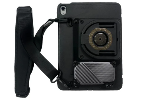 LogansVoice case with bluetooth speaker with adjustable stand/handle and strap.