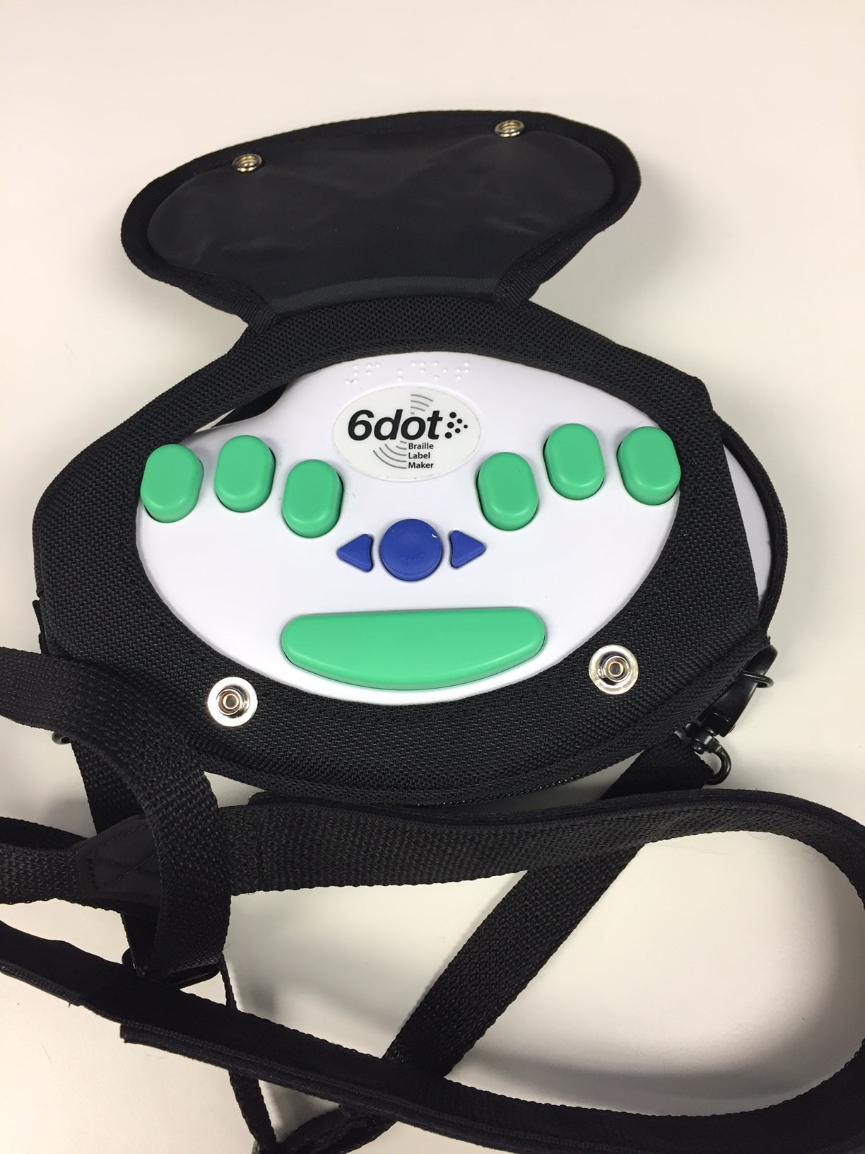 Braille Label Maker in a Carrying Case with top open
